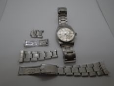 Vintage gents ROLEX OYSTER date watch stainless steel with silver dial, possibly 1960s, with non