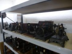Ten various Victorian and later sewing machines, including a James Galloway Weir example