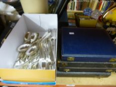 A quantity of cutlery, some boxed, some silver plated