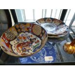 A selection of oriental decorative plates, most of Chinese origin, and an ornate bowl depicting