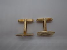 Pair of 9 carat hallmarked gold cufflinks with Masonic design - weight approx 6g