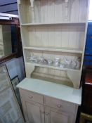 A painted pine dresser and rackback