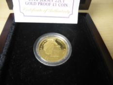 2012 Diamond Jubilee Jersey 22ct gold proof £1 coin, with certificate of authenticity and