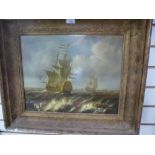 Jean Laurent; French 1898 - 1988 - an oil on board of naval engagement on choppy seas, signed bottom