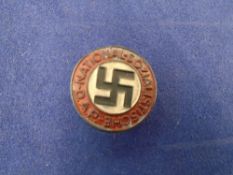 WW2 style German late War Ersatz NSDAP button hole pin and WW2 style German late War Ersatz NSDAP