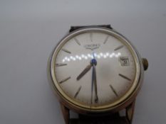 Vintage gent's stainless steel 'Longines' wristwatch on brown leather strap, with surface