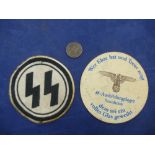 WW2 Style Waffen SS Beer Mat, Sports Vest Patch & Canteen Token
