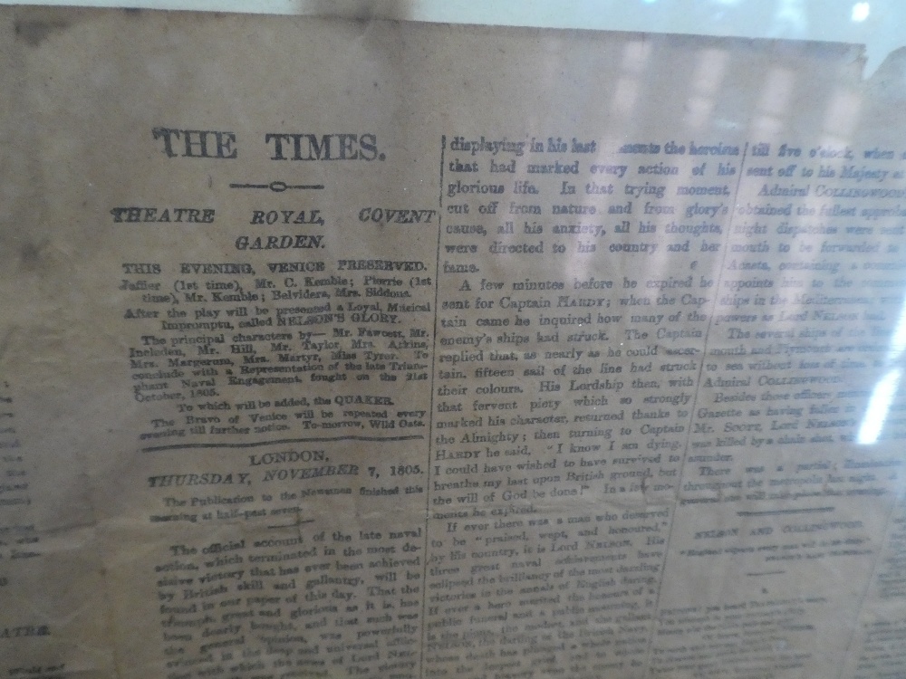 A Newspaper sheet from The Times, weeks after the Battle of Trafalgar, detailing the conflict and - Image 2 of 4