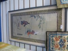 A Chinese silk picture of two figures and two others - 3