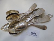 A set of 12 silver teaspoons hallmarked Exeter 1859, maker's mark Edward Osment, two teaspoons