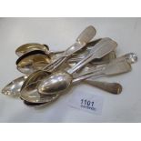 A set of 12 silver teaspoons hallmarked Exeter 1859, maker's mark Edward Osment, two teaspoons