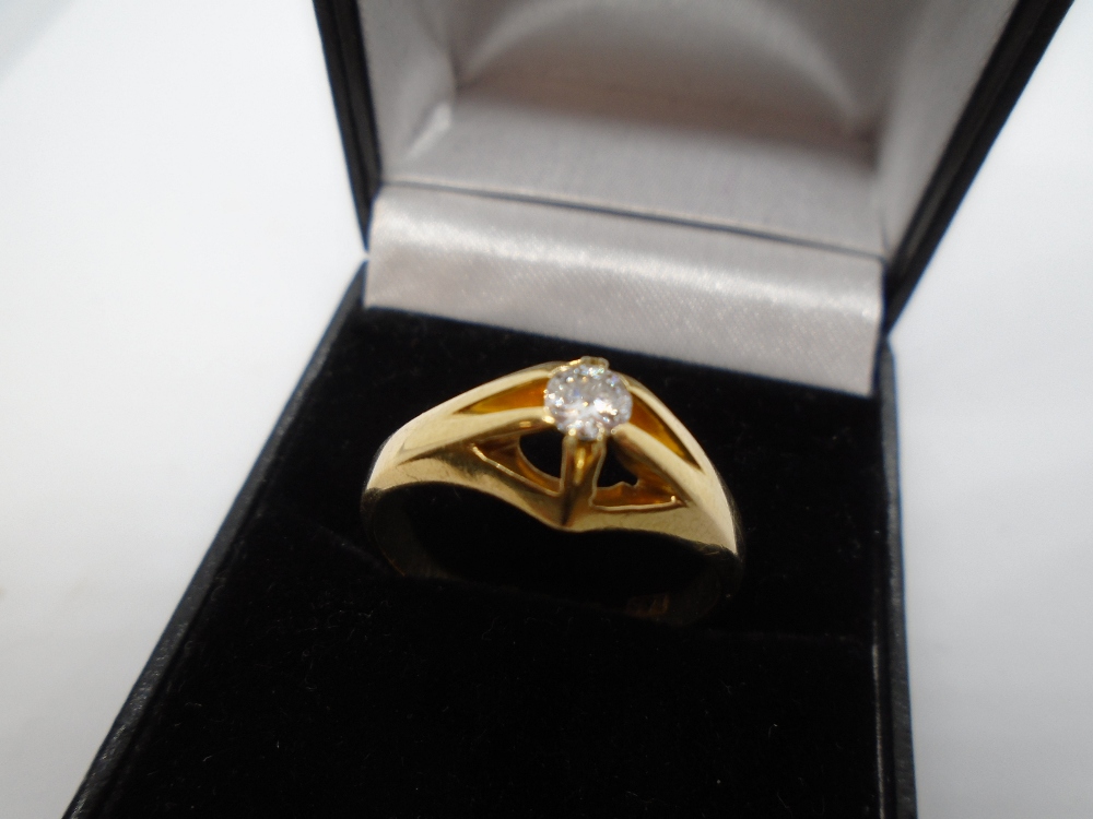 18ct yellow gold gents solitaire diamond ring, 0.20 CARAT, total weight approx 6.7g - Bild 4 aus 6