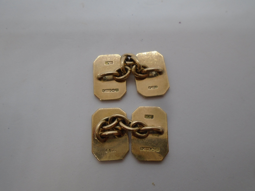 Pair of 9ct yellow gold cufflinks, marked 375, weight approx 12.7g