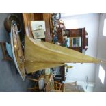 A 1930s marble head racing pond yacht, in original condition, length 129cms
