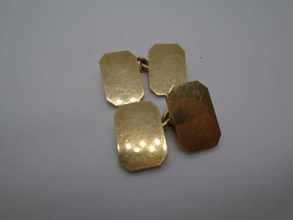 Pair of 9ct yellow gold cufflinks, marked 375, weight approx 12.7g - Bild 3 aus 3