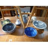 A small quantity of Studio pottery, three pieces by Ray Finch