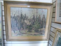 A 1950s oil of trees, signed and dated '56, 72 x 59cms