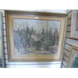 A 1950s oil of trees, signed and dated '56, 72 x 59cms