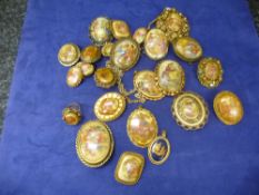 A quantity of Limoges porcelain oval pendants and similar