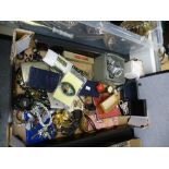 A tray of costume jewellery and sundry