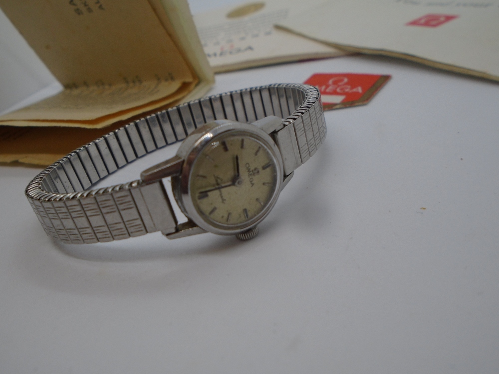 Vintage ladies stainless steel 'OMEGA LADYMATIC' wristwatch on adjustable strap, with champagne - Image 3 of 3