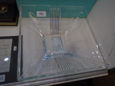 A square glass bowl by TIFFANY AND CO, with box
