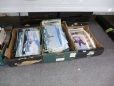 Two trays of Naval ships prints and a tray of modern military ephemera