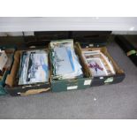 Two trays of Naval ships prints and a tray of modern military ephemera