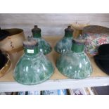 A set of four industrial green enameled lightshades by Maxlume