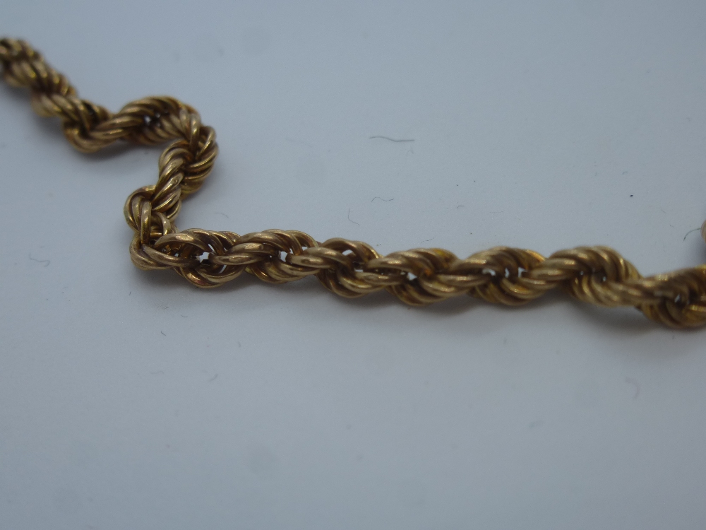 9ct yellow gold ropetwist necklace, marked 375, 52cm weight approx 6.4g - Bild 3 aus 3