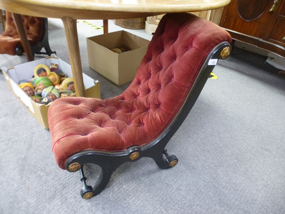 A pair of Victorian ebonised child's chairs, having buttoned upholstery - Image 2 of 4