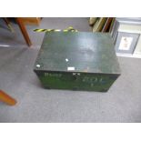 A green painted pine tool chest, 55cms