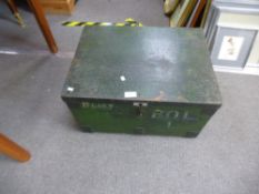 A green painted pine tool chest, 55cms