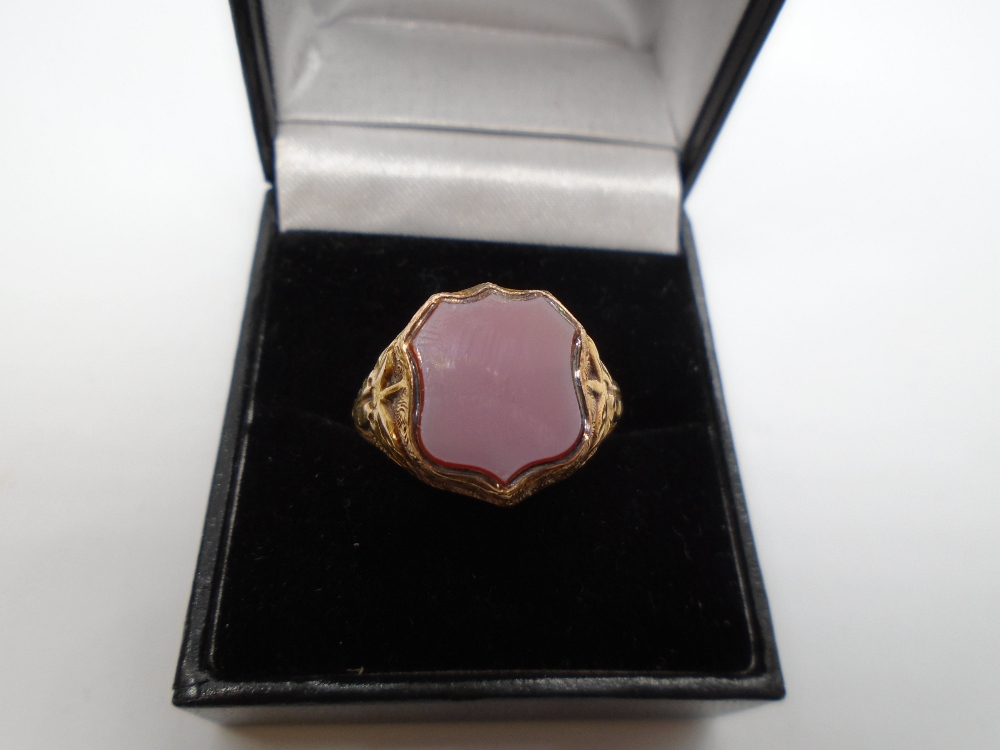 Gents 15K gold seal ring, size R, weight approx 4.3g