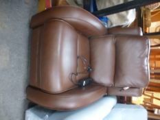 A modern brown leather electric reclining chair