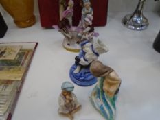 Royal Worcester figure of a child mermaid, 2 other Worcester figures and others