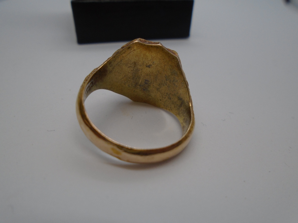 Gents 15K gold seal ring, size R, weight approx 4.3g - Bild 3 aus 3