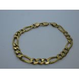 9ct yellow gold Figaro bracelet, stamped 375, 22cm, approx 20g