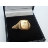 Gents 9ct rose gold signet ring, AF, 5.3g