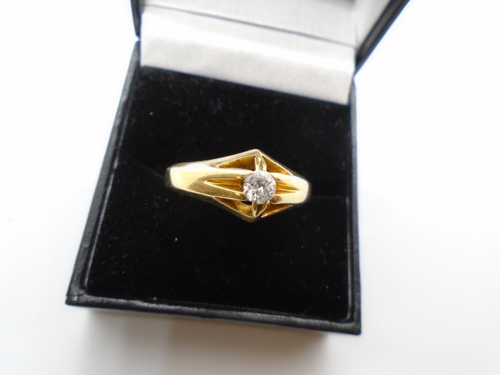18ct yellow gold gents solitaire diamond ring, 0.20 CARAT, total weight approx 6.7g - Bild 3 aus 6