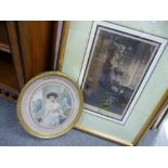 English School - An oval colour print depicting an Edwardian lady, a selection of eight portrait and