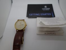 Gents Citizen Eco drive wristwatch on brown leather strap