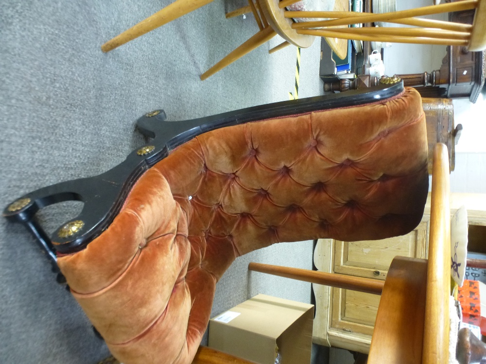 A pair of Victorian ebonised child's chairs, having buttoned upholstery - Image 3 of 4