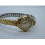 Vintage ladies Rotary wristwatch in 9ct yellow gold case, marked 375, on rolled gold adjustable