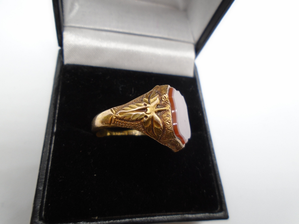 Gents 15K gold seal ring, size R, weight approx 4.3g - Bild 2 aus 3