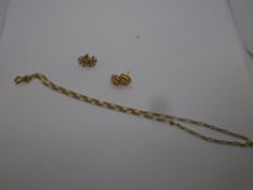 Unmarked yellow metal necklace, pair of 9ct yellow gold earrings and 18ct cameo earrings, total