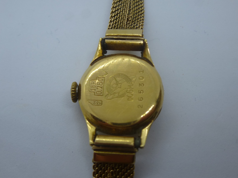 18ct yellow gold 'DOGMA' ladies wristwatch with 18ct case and strap, both marked 750, total weight - Bild 4 aus 4