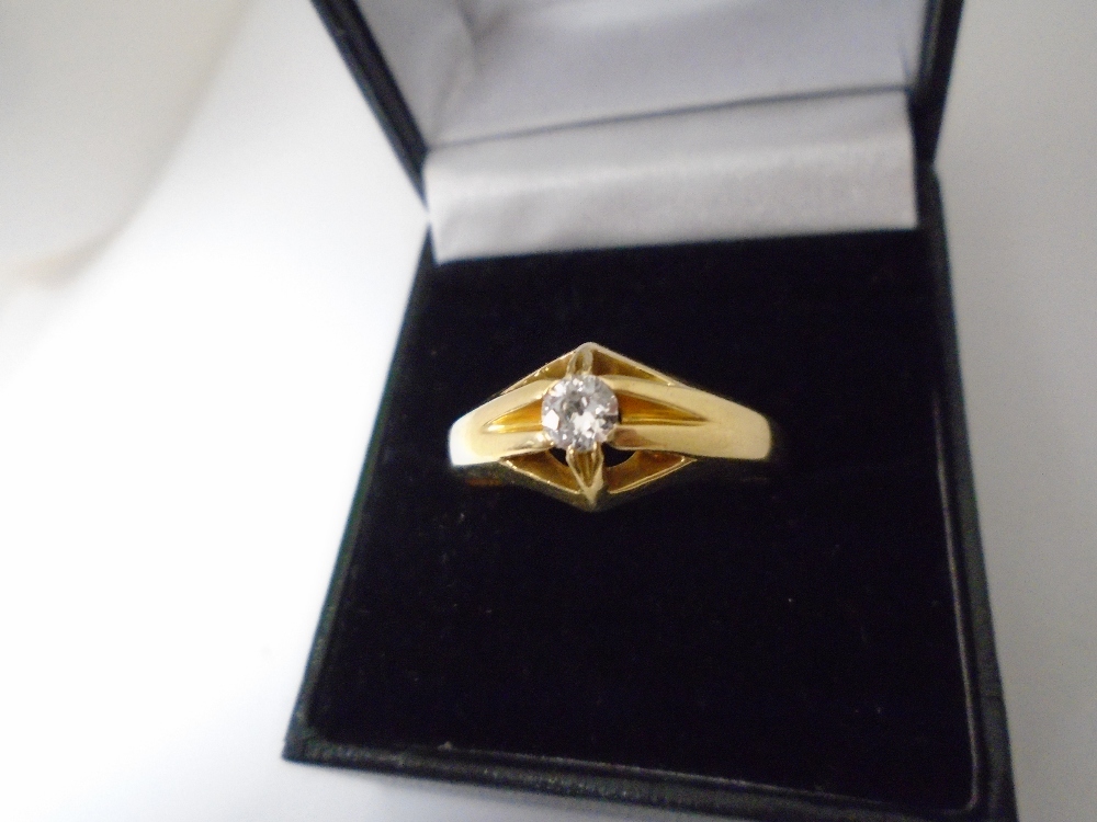 18ct yellow gold gents solitaire diamond ring, 0.20 CARAT, total weight approx 6.7g