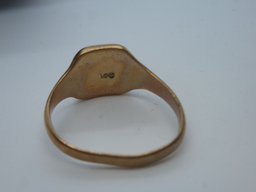 Gents 9ct rose gold signet ring, AF, 5.3g - Bild 3 aus 3