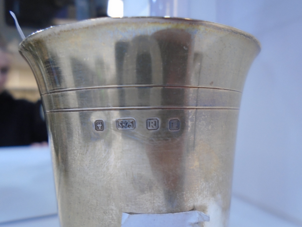 A possibly Scandinavian silver goblet stamped 'S925', with other markings, interesting items, weight - Image 3 of 3